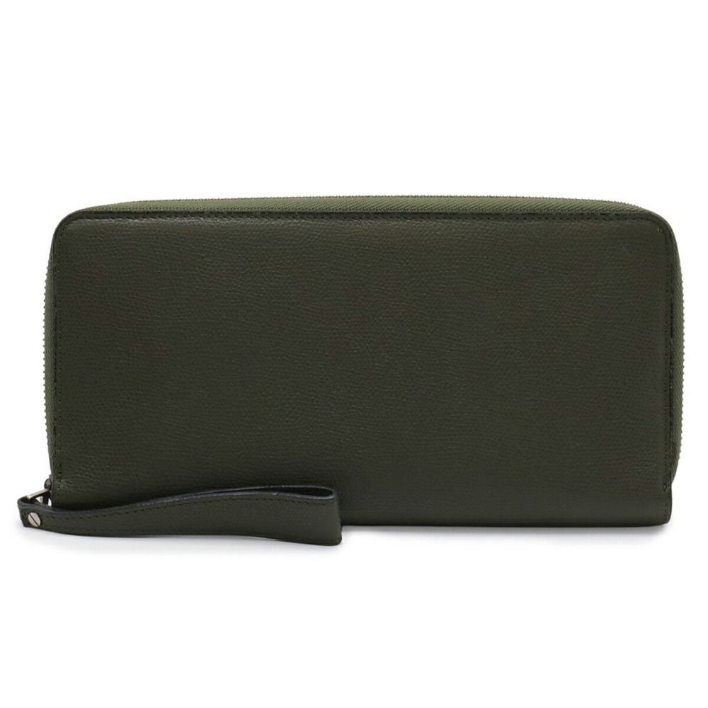Valextra All-in-One Travel Wallet, Case, Round Long Leather, Khaki Green